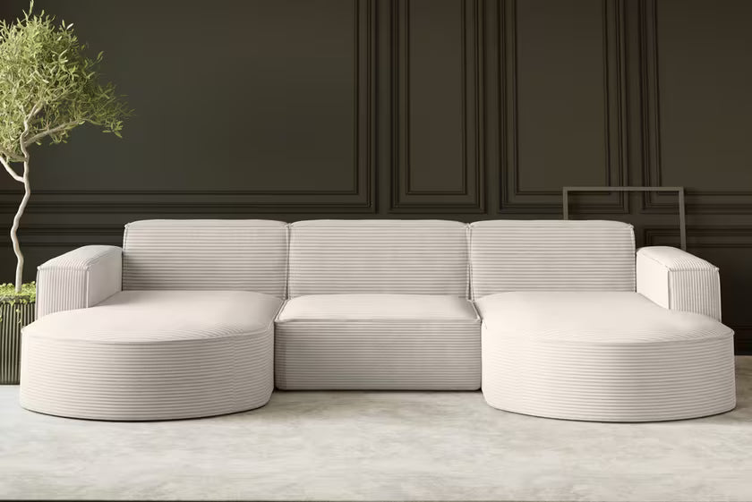 Moldulare Sofa Wohnlandschaft Parma in Breitcord, 299 cm Breite