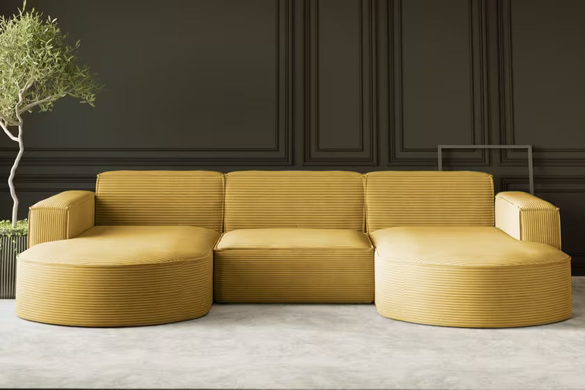 Moldulare Sofa Wohnlandschaft Parma in Breitcord, 299 cm Breite