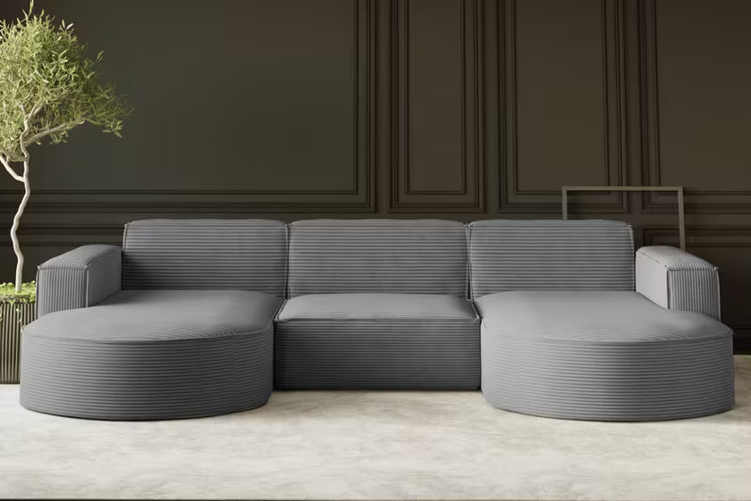 Moldulare Sofa Wohnlandschaft Parma in Breitcord, 299 cm Breite