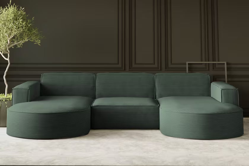 Moldulare Sofa Wohnlandschaft Parma in Breitcord, 299 cm Breite