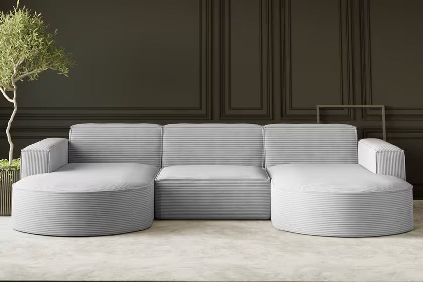 Moldulare Sofa Wohnlandschaft Parma in Breitcord, 299 cm Breite