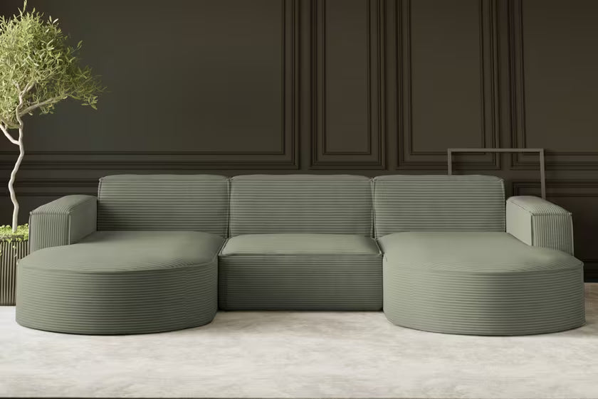 Moldulare Sofa Wohnlandschaft Parma in Breitcord, 299 cm Breite