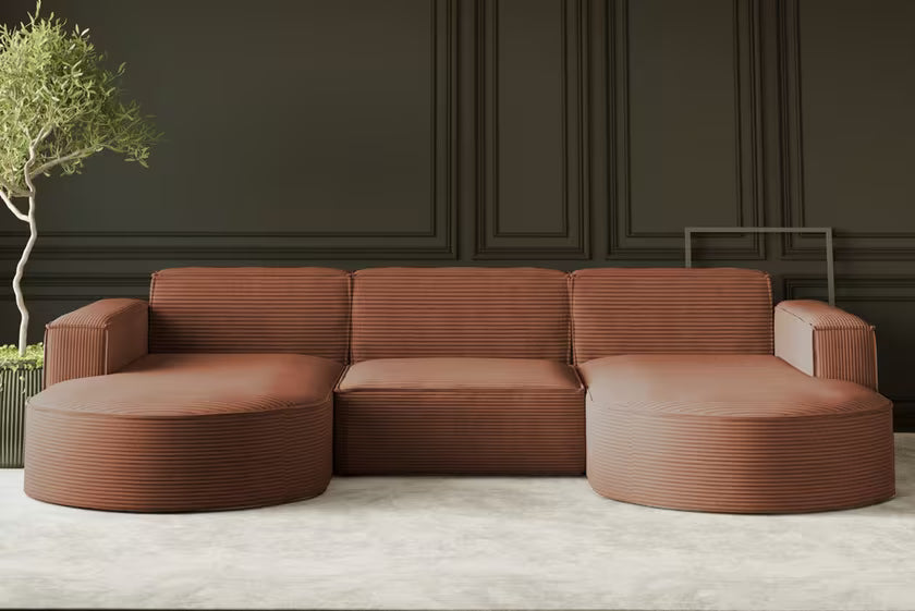 Moldulare Sofa Wohnlandschaft Parma in Breitcord, 299 cm Breite