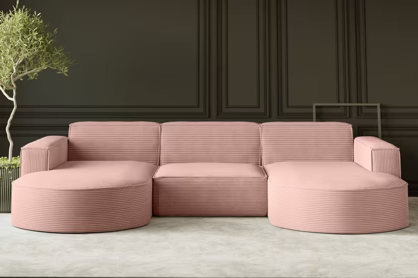 Moldulare Sofa Wohnlandschaft Parma in Breitcord, 299 cm Breite
