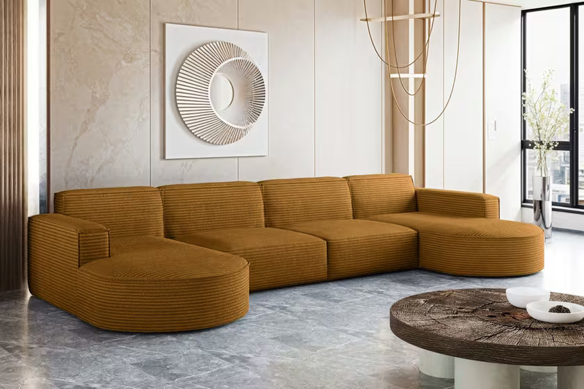 Modulare XL Sofa Wohnlandschaft Parma in Breitcord #Variant_Gelb