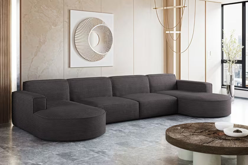 Modulare XL Sofa Wohnlandschaft Parma in Breitcord #Variant_Dunkelgrau