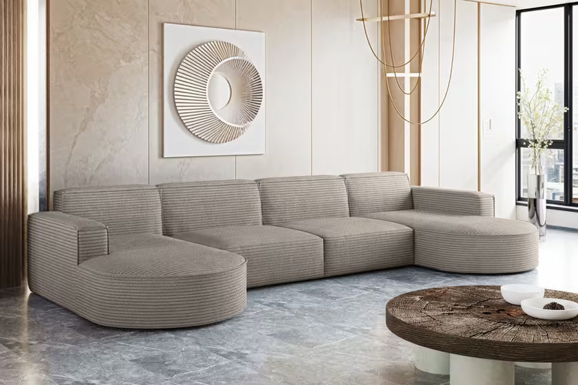 Modulare XL Sofa Wohnlandschaft Parma in Breitcord #Variant_Braun