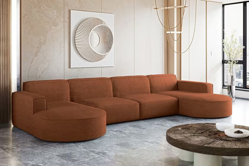 Modulare XL Sofa Wohnlandschaft Parma in Breitcord #Variant_Orange