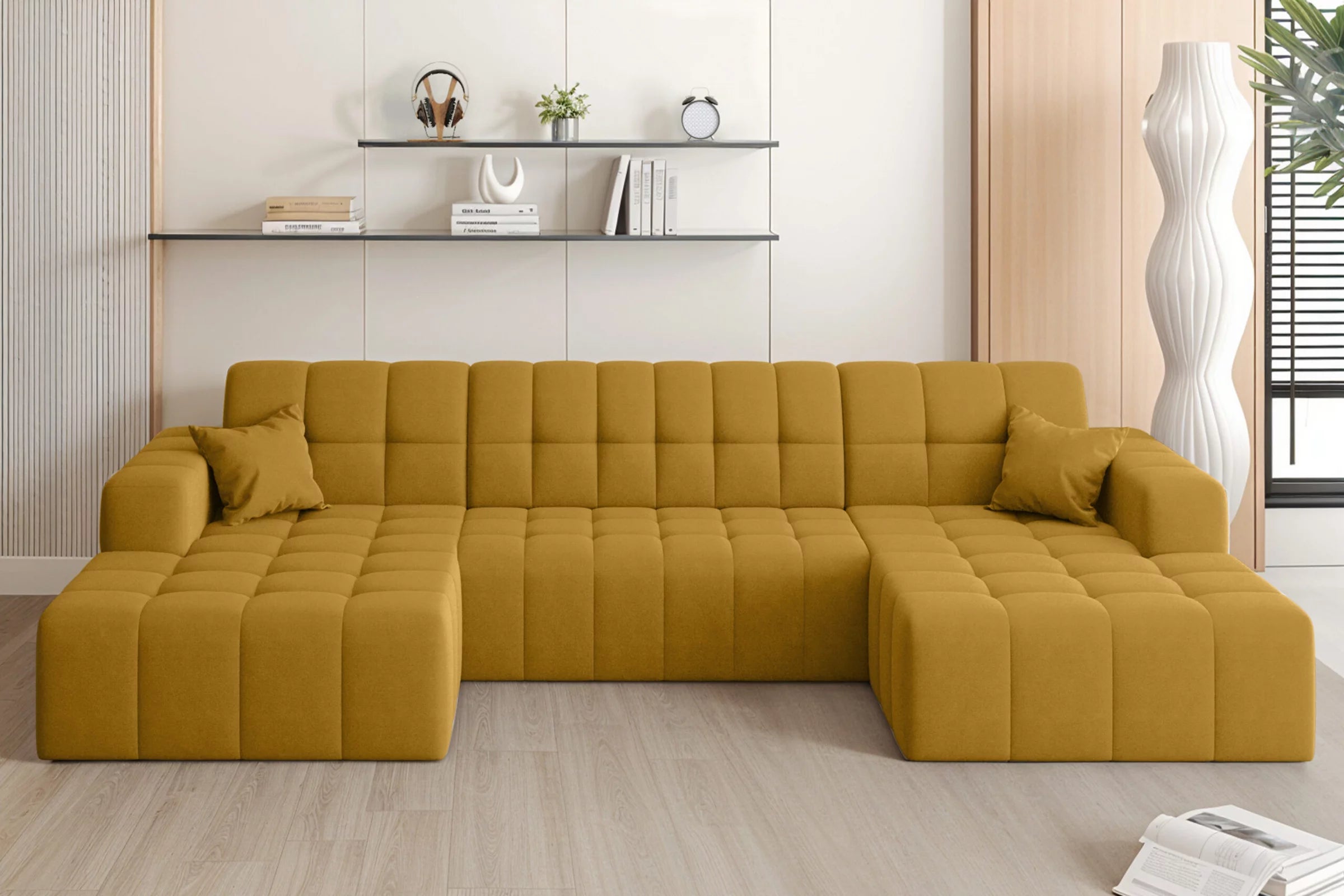 Sofa Wohnlandschaft Nimes in Veloursstoff, 350 cm Breite