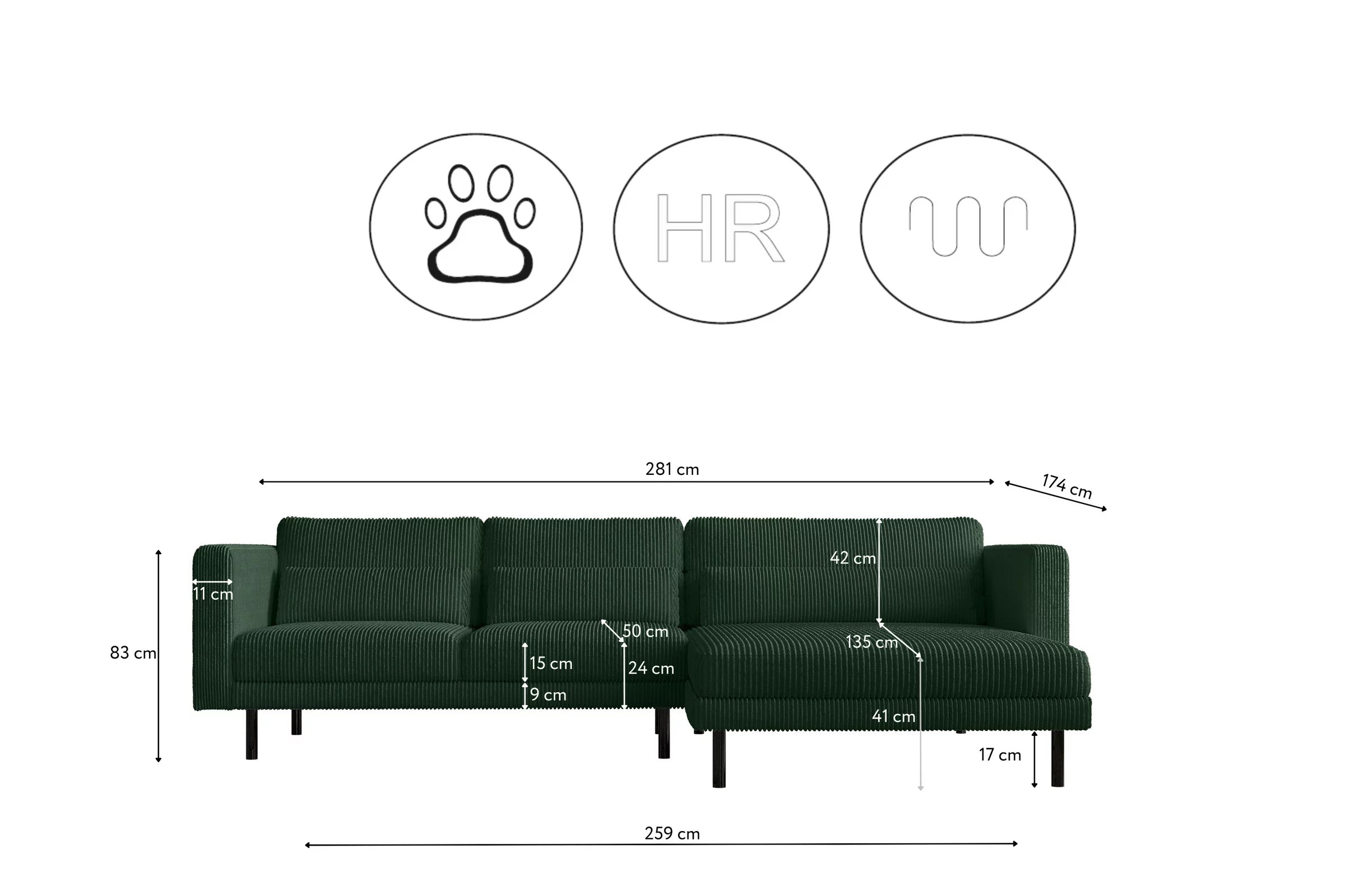 Dani Ecksofa #Variant_Grün-Rechts