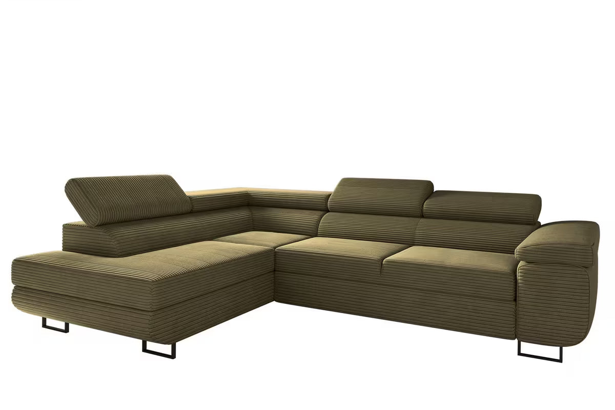 Ecksofa Tokyo (li) mit Schlaffunktion in Cord, 277 cm Breite