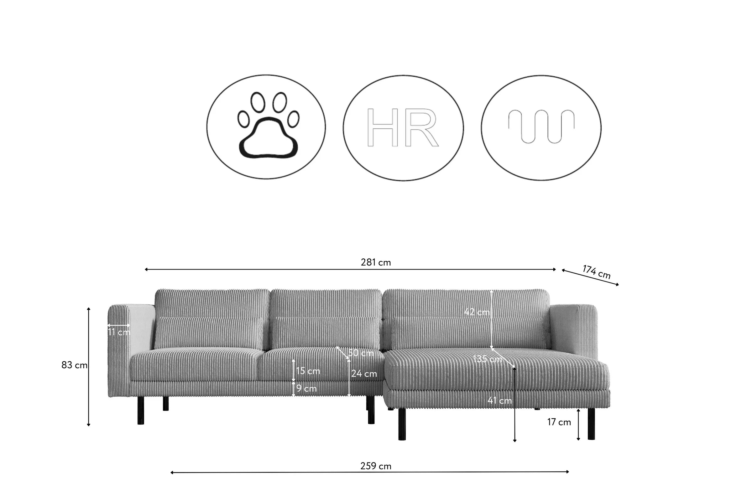 Dani Ecksofa #Variant_Silber-Rechts