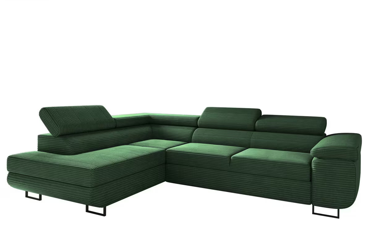 Ecksofa Tokyo (li) mit Schlaffunktion in Cord, 277 cm Breite
