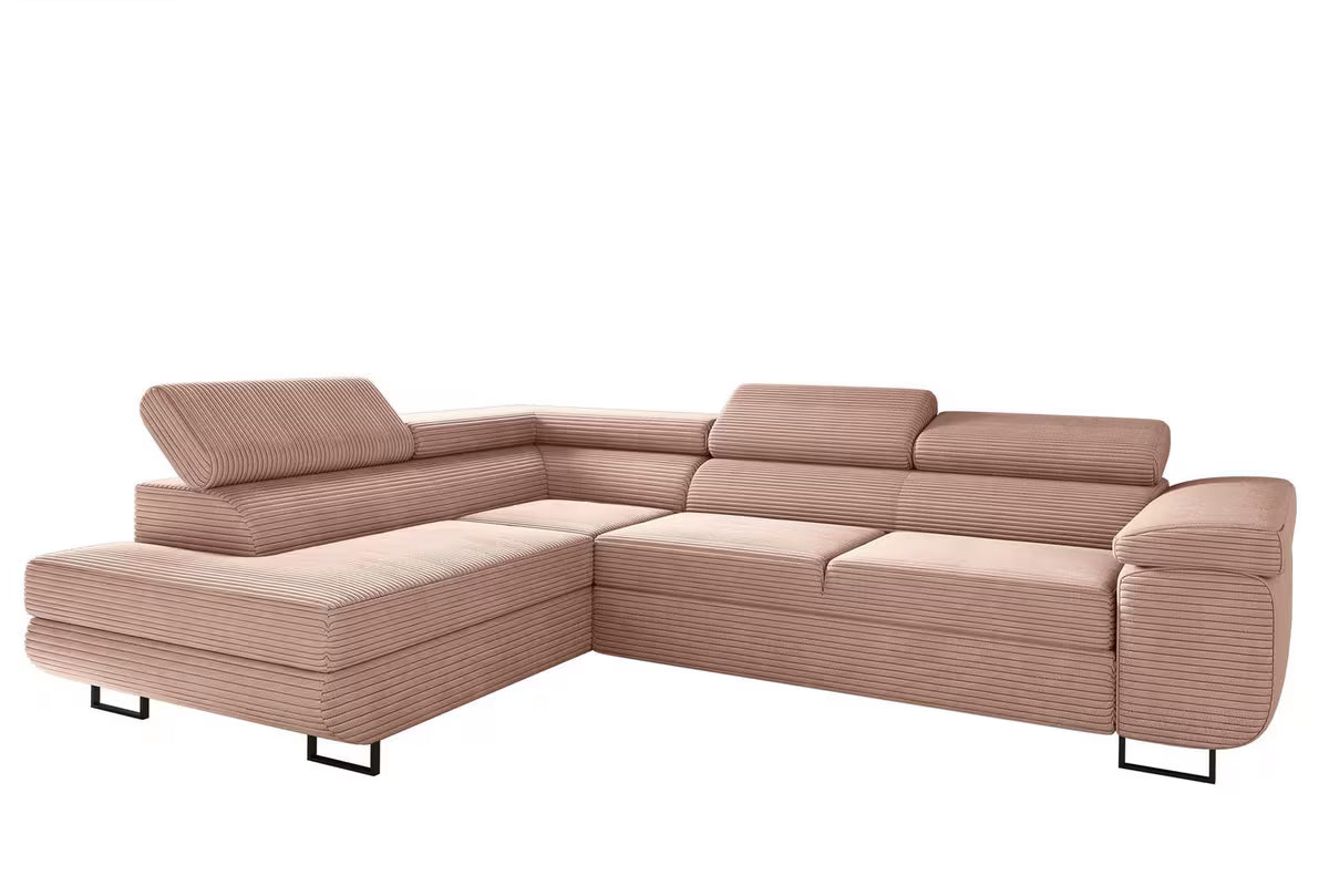 Ecksofa Tokyo (li) mit Schlaffunktion in Cord, 277 cm Breite