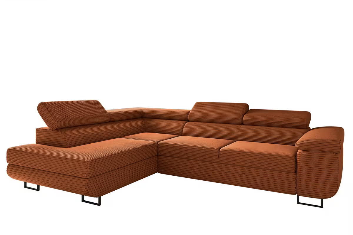 Ecksofa Tokyo (li) mit Schlaffunktion in Cord, 277 cm Breite