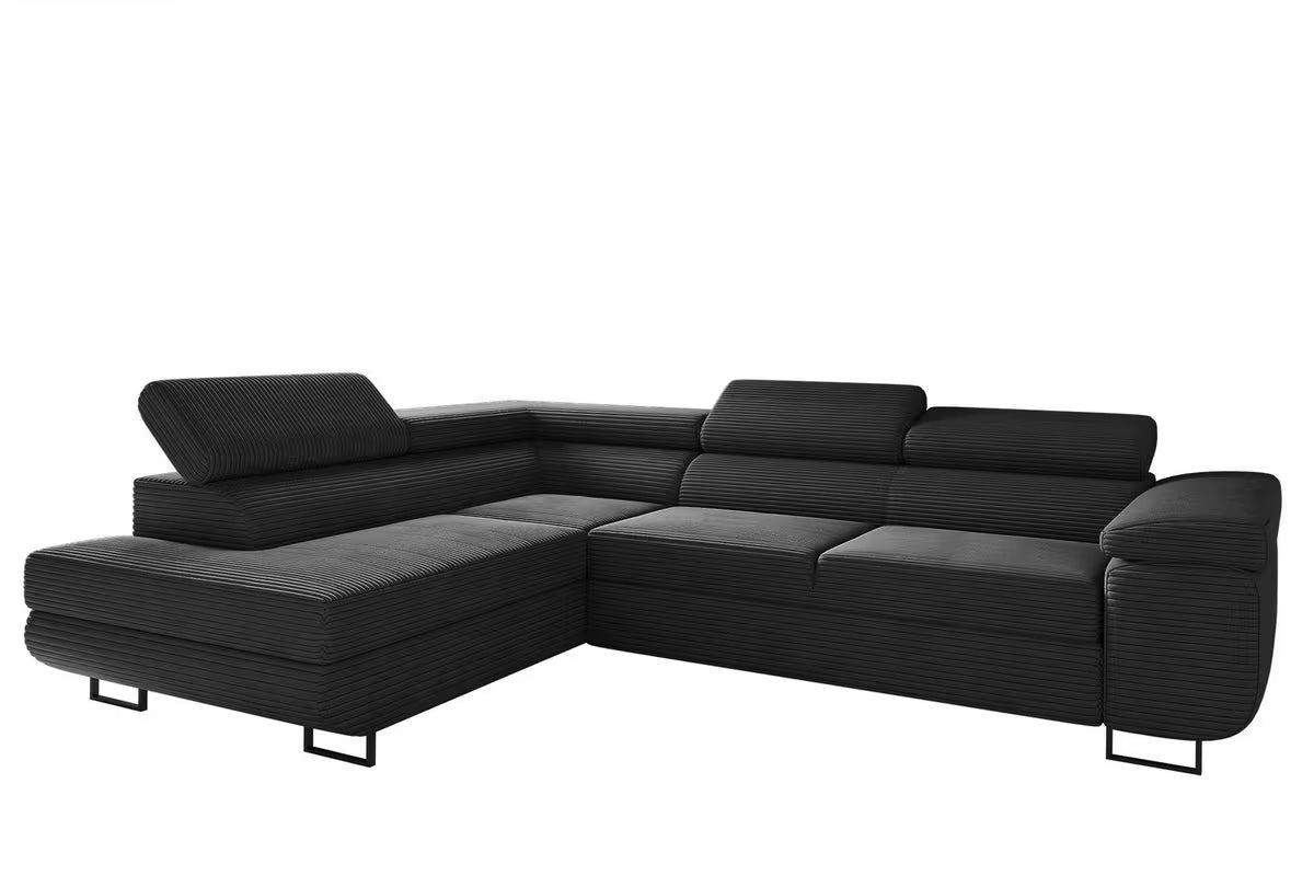Ecksofa Tokyo (li) mit Schlaffunktion in Cord, 277 cm Breite