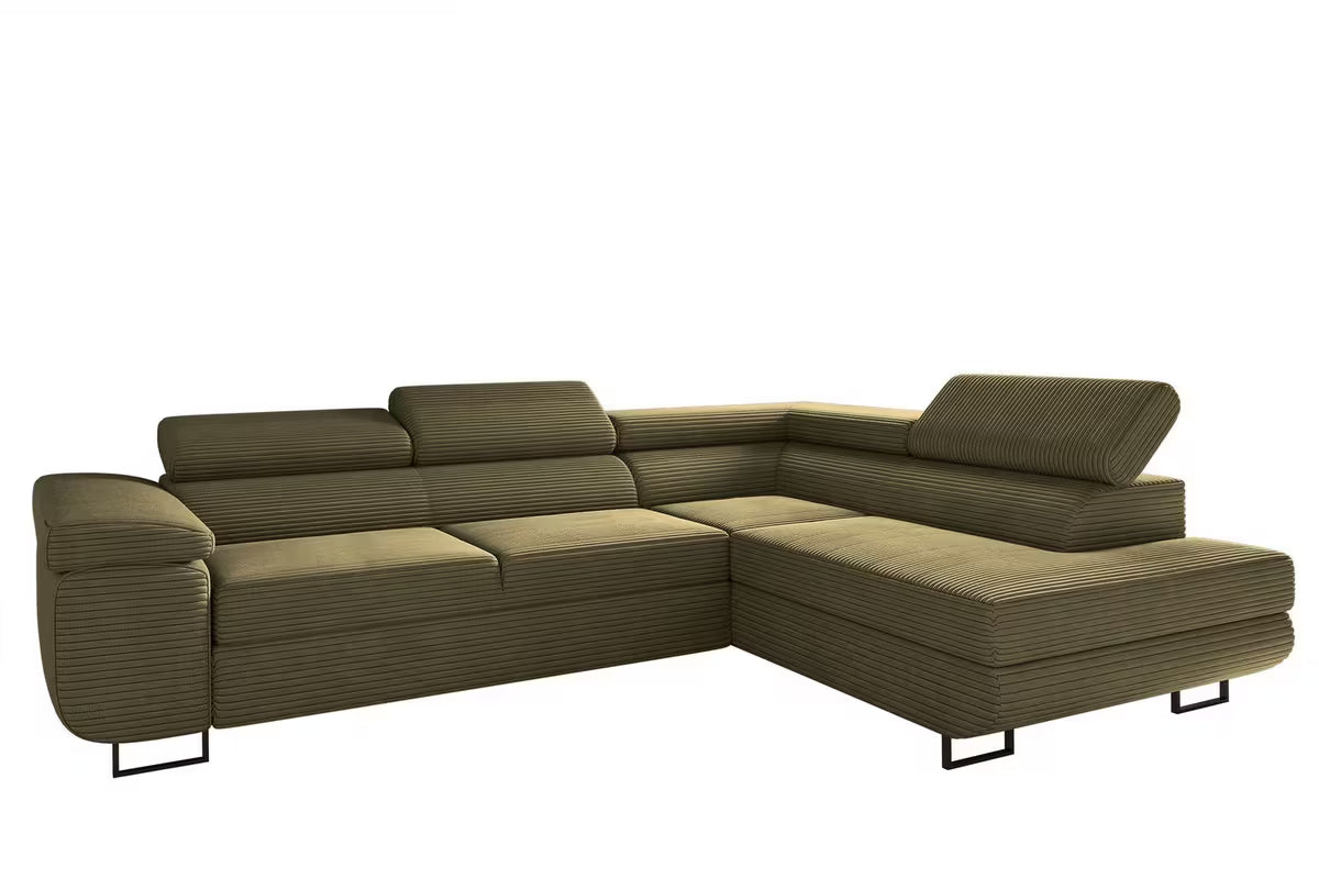 Ecksofa Tokyo (re) mit Schlaffunktion in Cord, 277 cm Breite