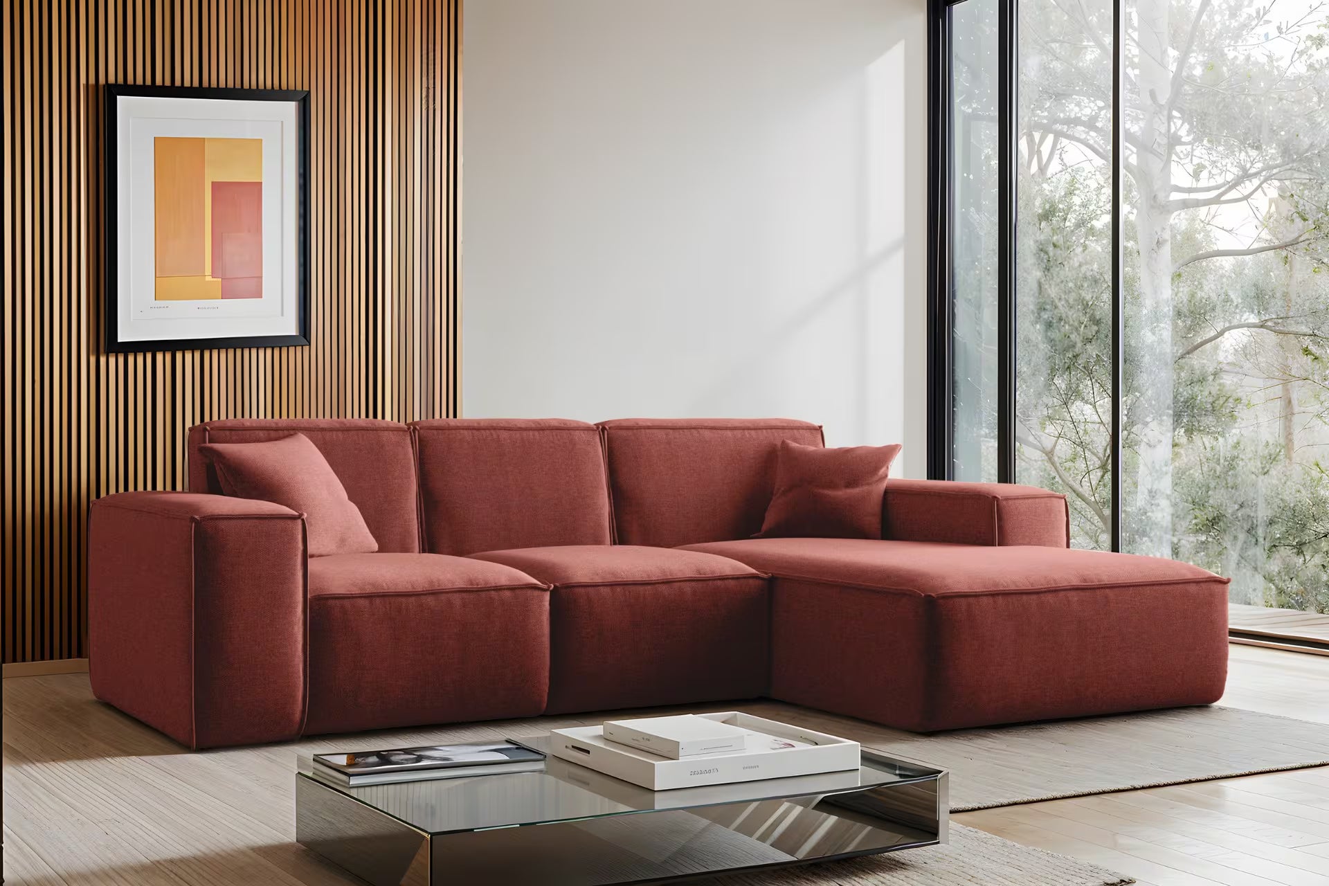 Ecksofa Siena (re) in Struktur, 266 cm Breite