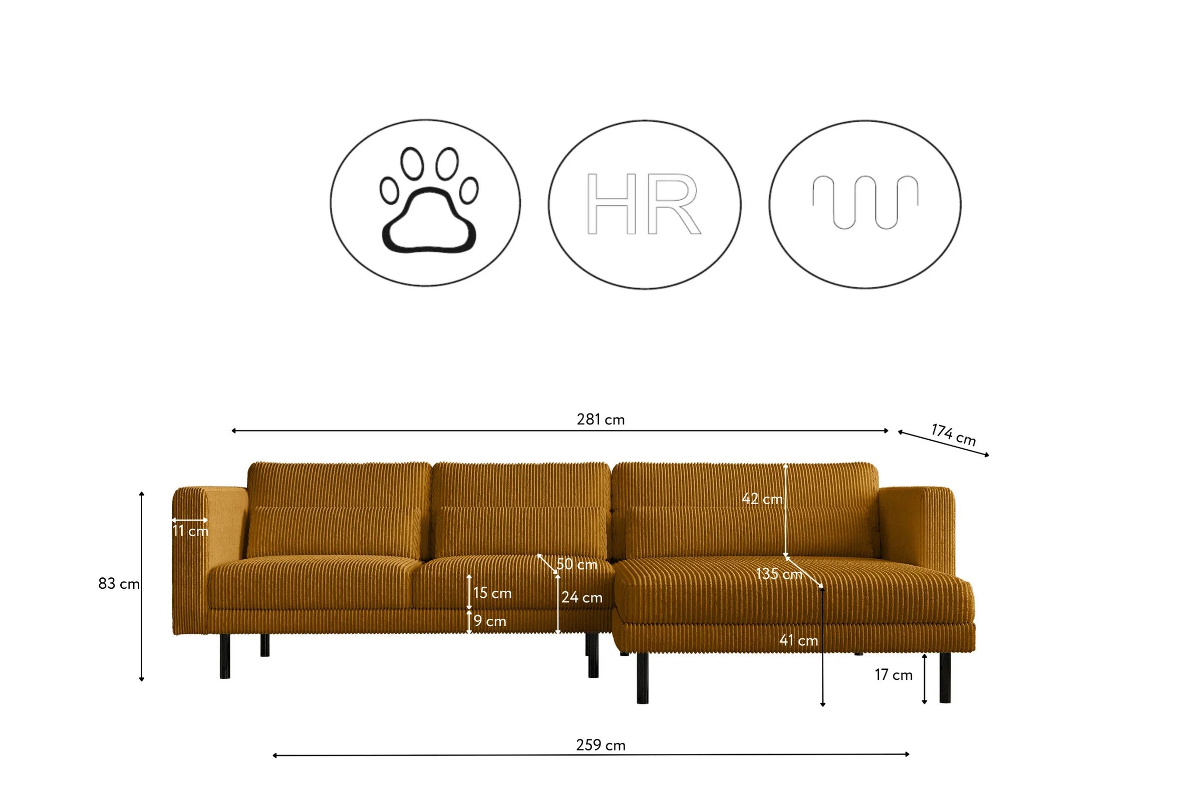 Dani Ecksofa #Variant_Gelb-Rechts