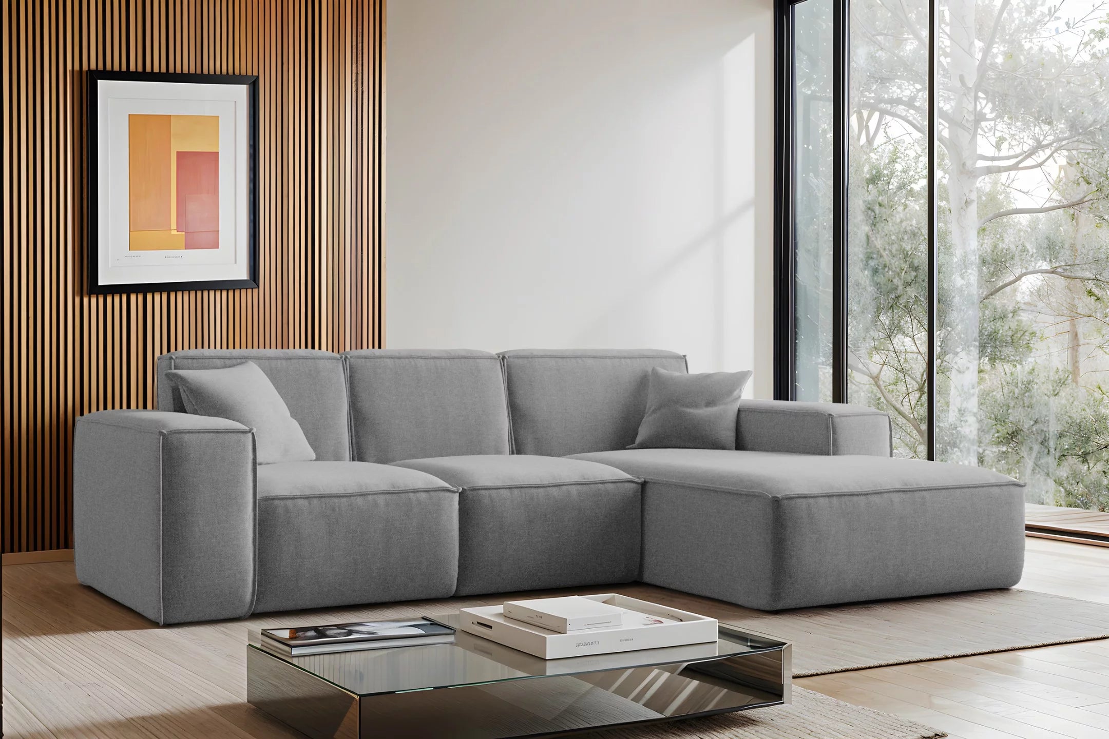 Ecksofa Siena (re) in Struktur, 266 cm Breite