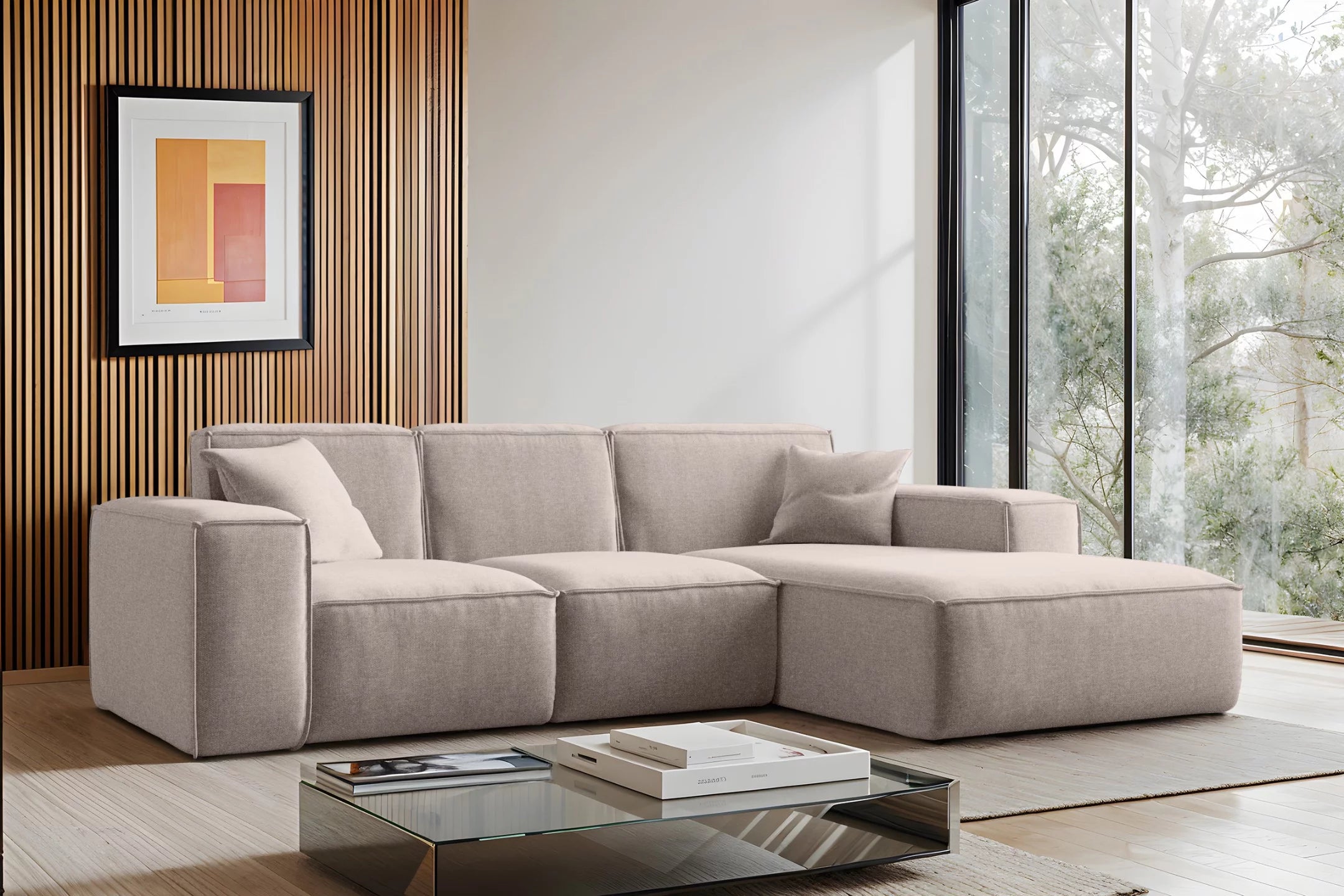 Ecksofa Siena (re) in Struktur, 266 cm Breite