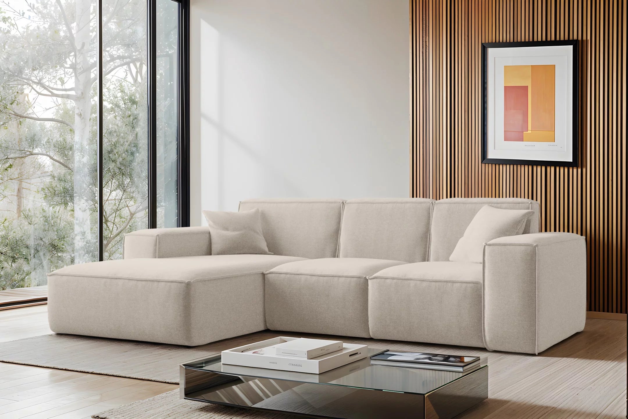 Ecksofa Siena (li) in Struktur, 266 cm Breite