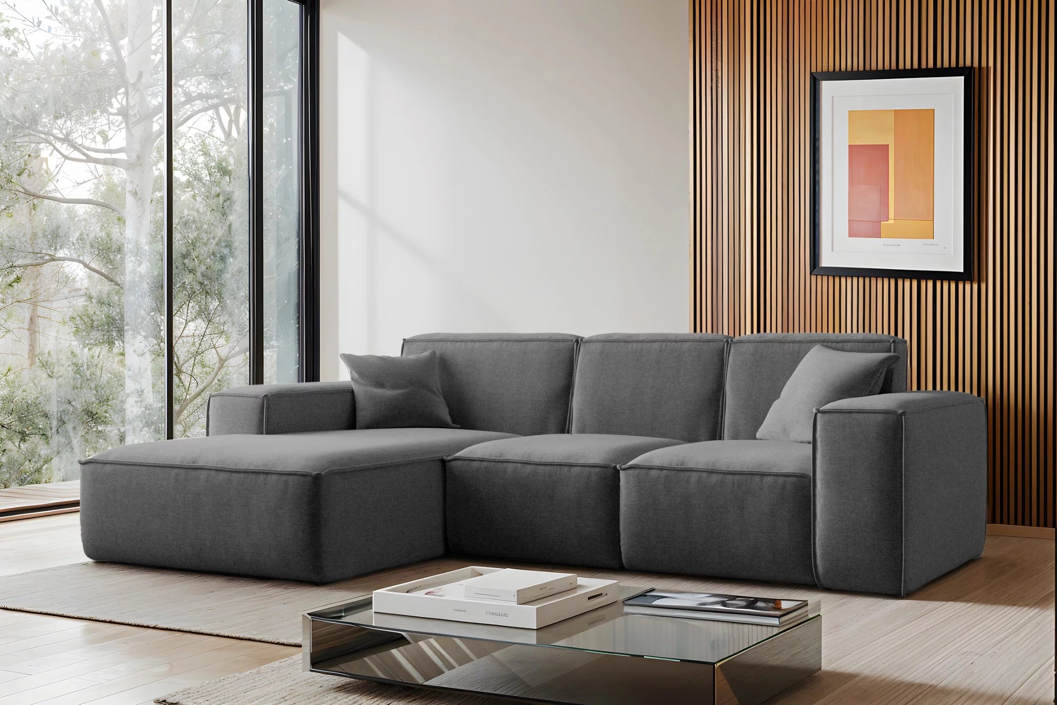 Ecksofa Siena (li) in Struktur, 266 cm Breite