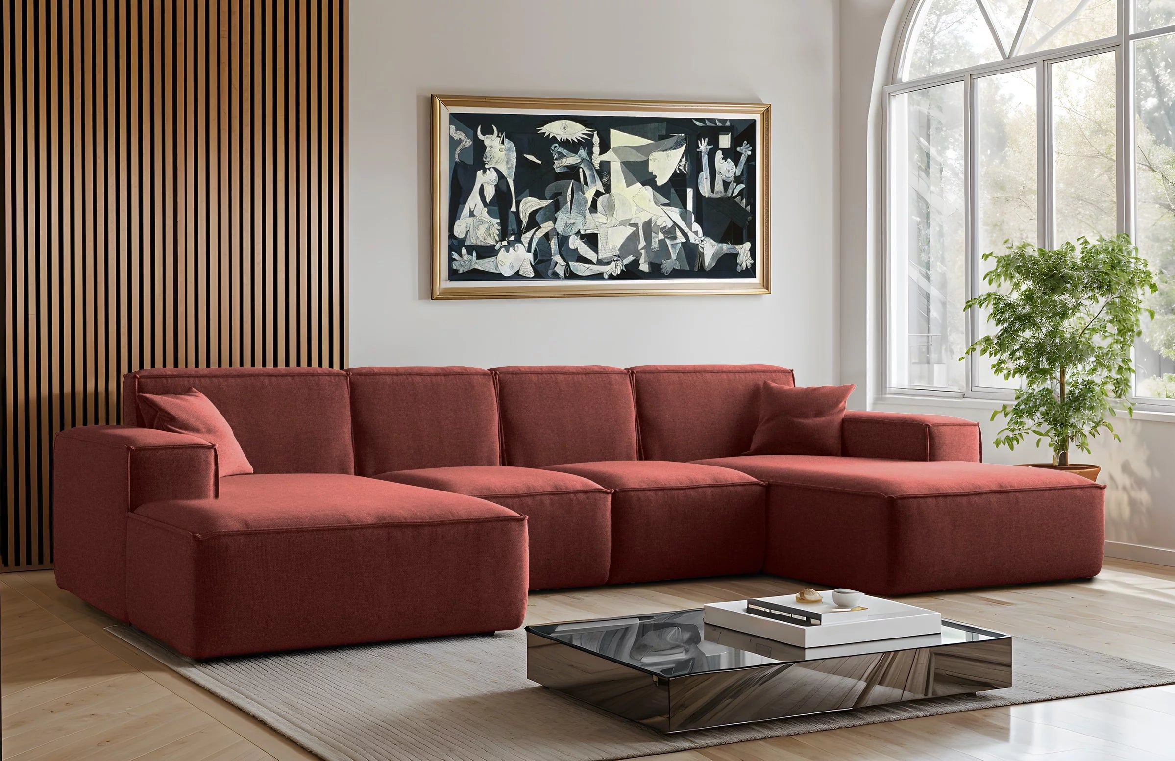 Sofa Wohnlandschaft Siena in Struktur, 344 cm Breite