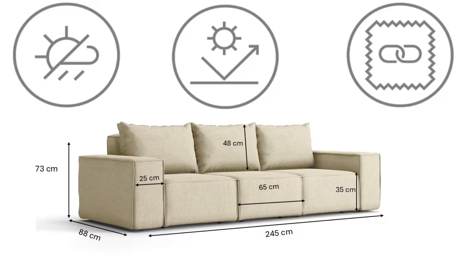 Sofa Set Lea 3-2-1, 245 cm Breite