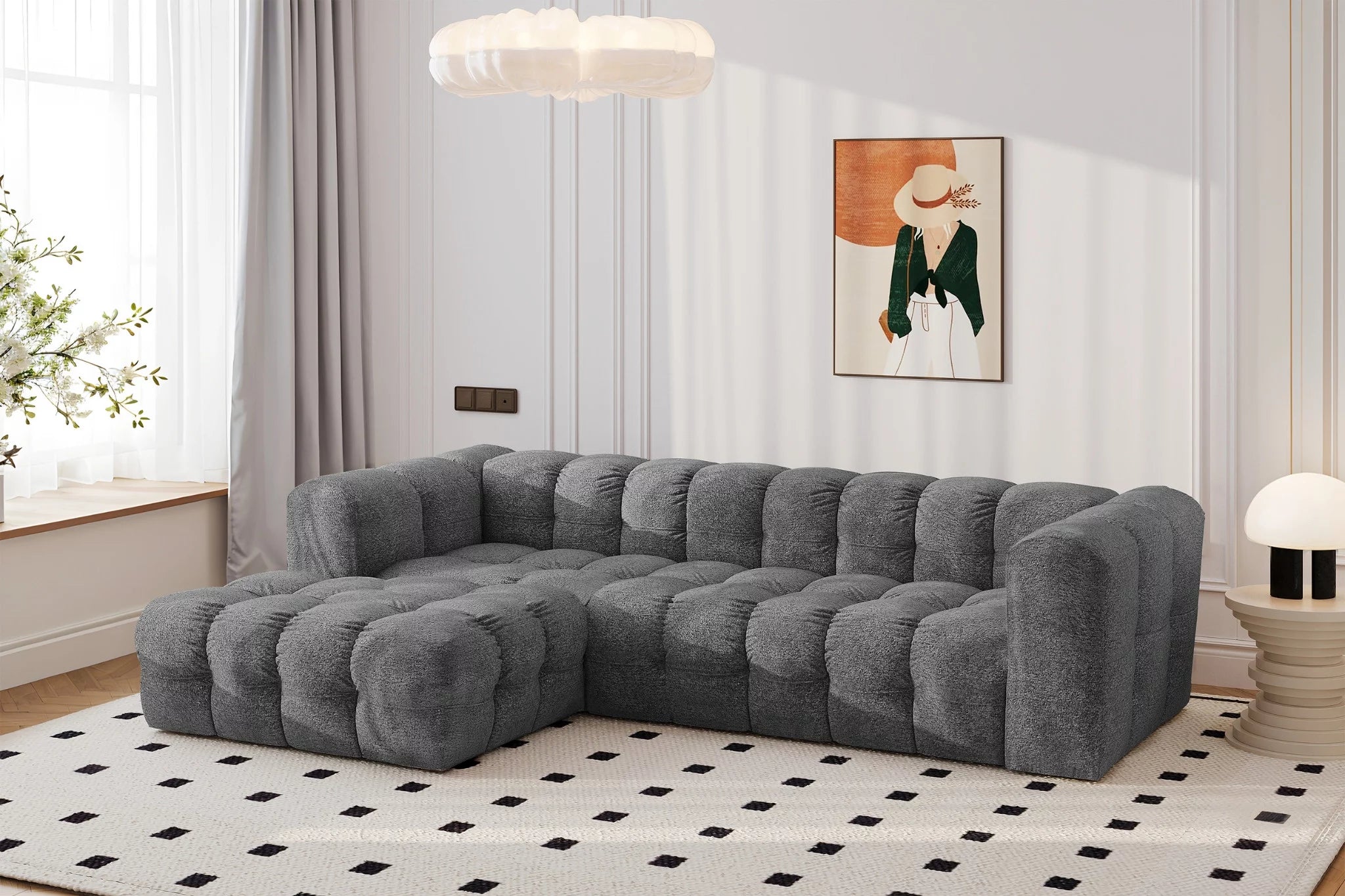 Ecksofa Balio (links) in Bouclé, 280 cm Breite