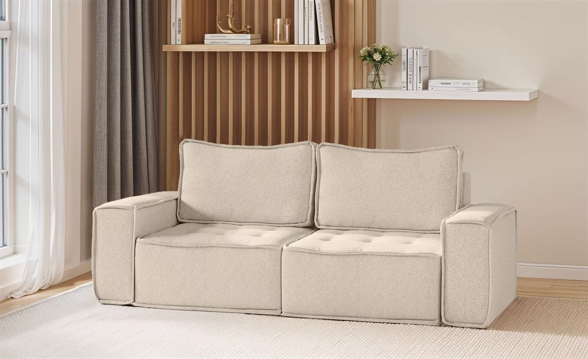 Boho Sofa in Struktur, 212 cm Breite