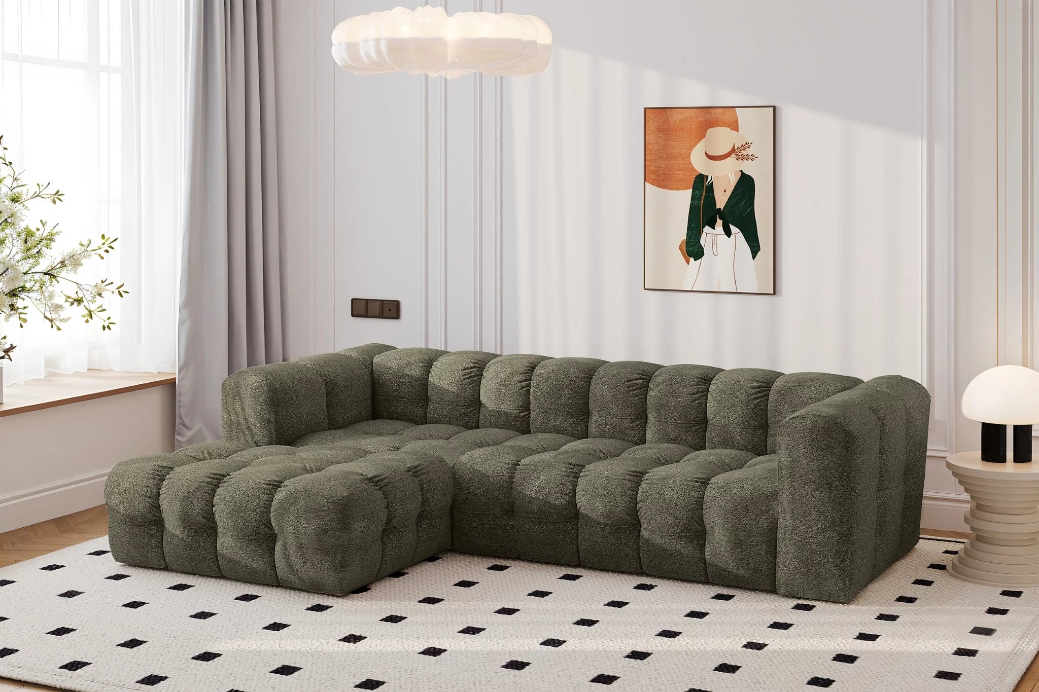 Ecksofa Balio (links) in Bouclé, 280 cm Breite
