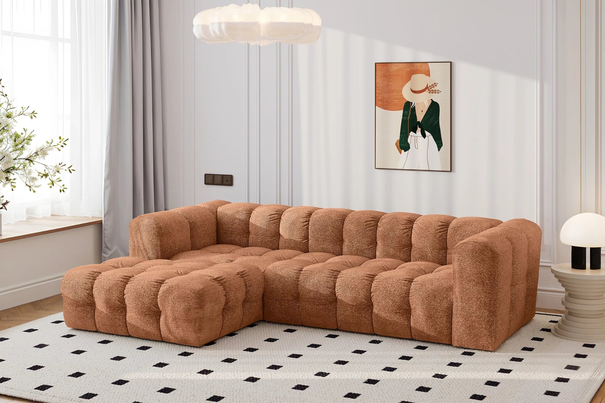 Ecksofa Balio (links) in Bouclé, 280 cm Breite