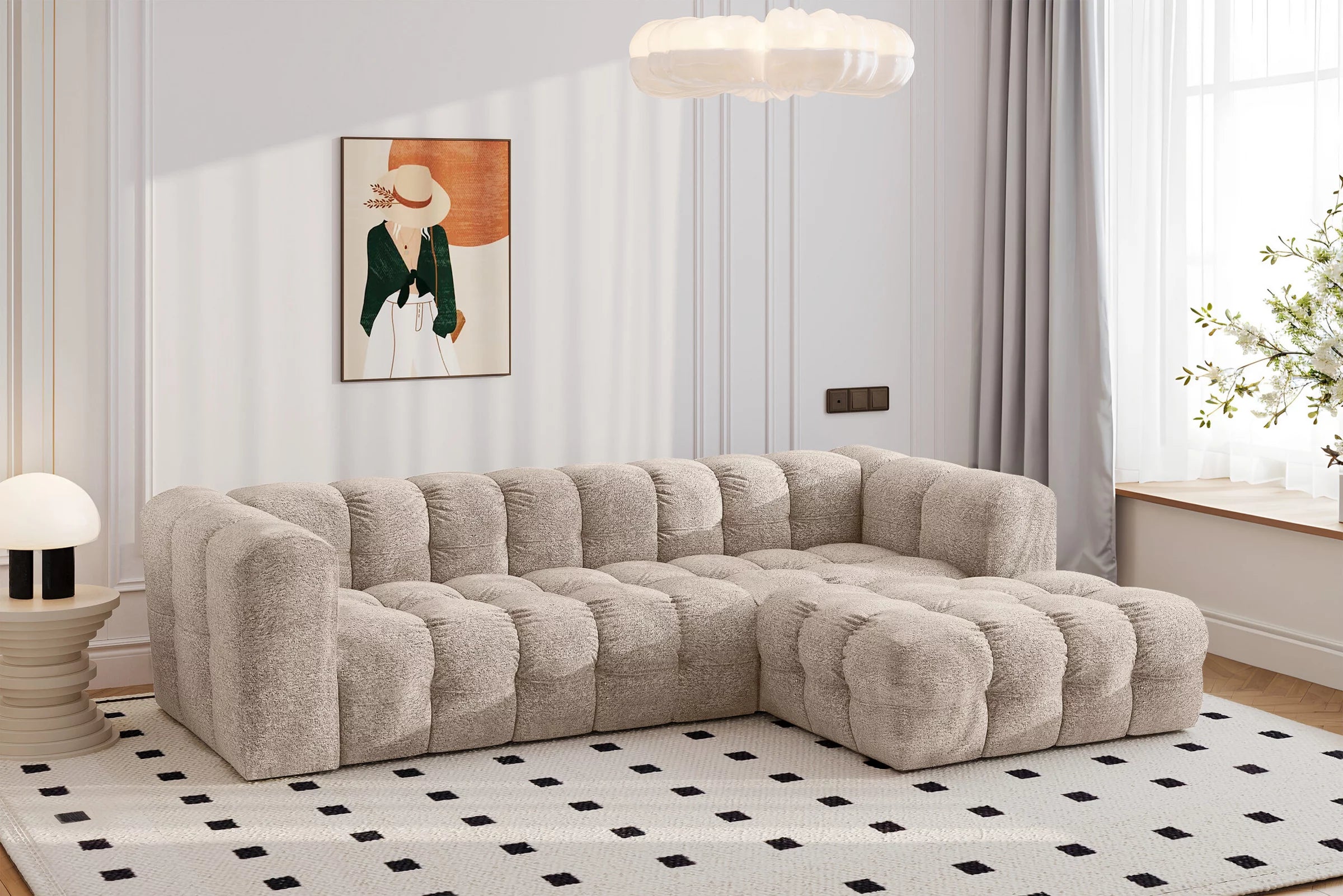Ecksofa Balio (rechts) in Bouclé, 280 cm Breite