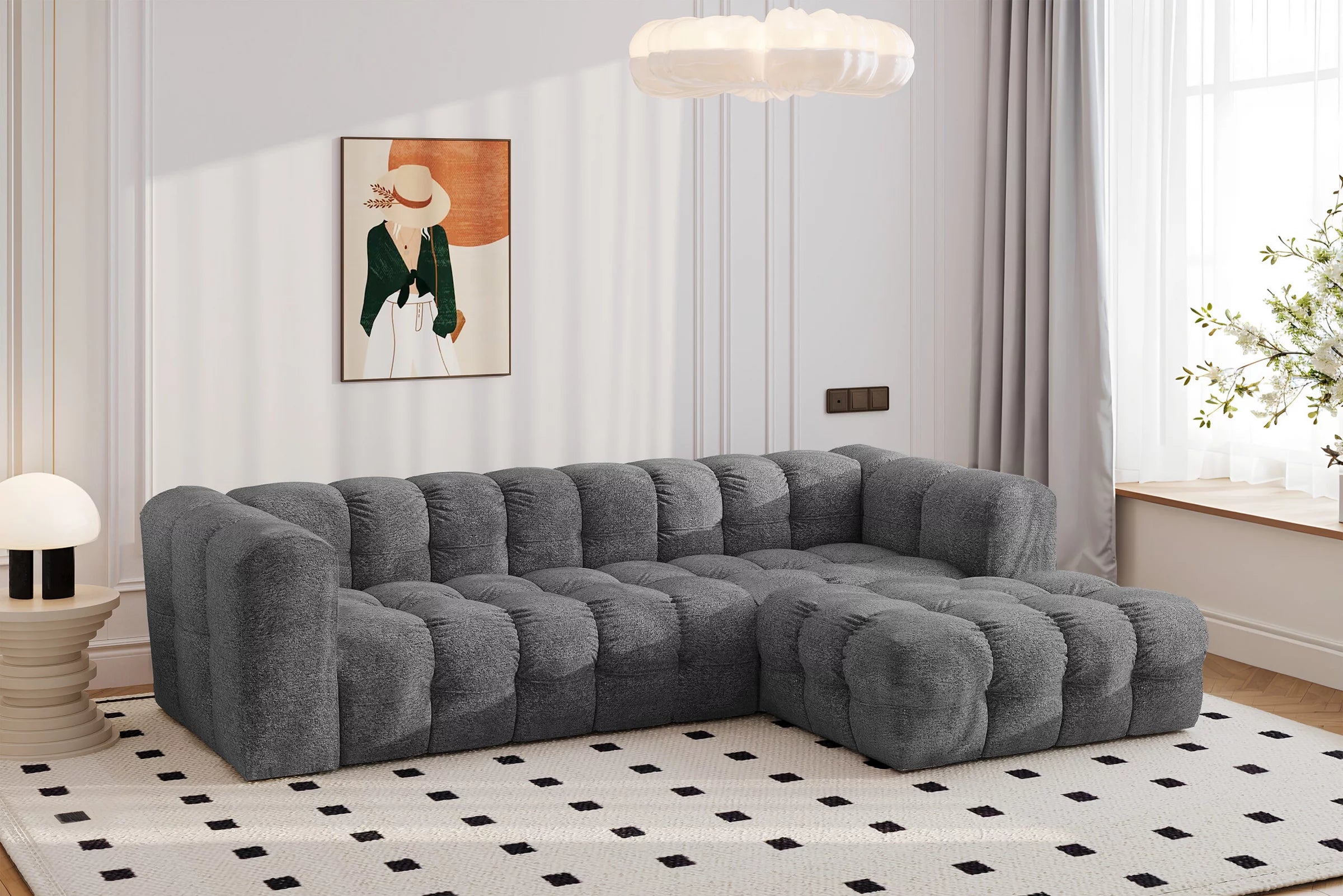 Ecksofa Balio (rechts) in Bouclé, 280 cm Breite