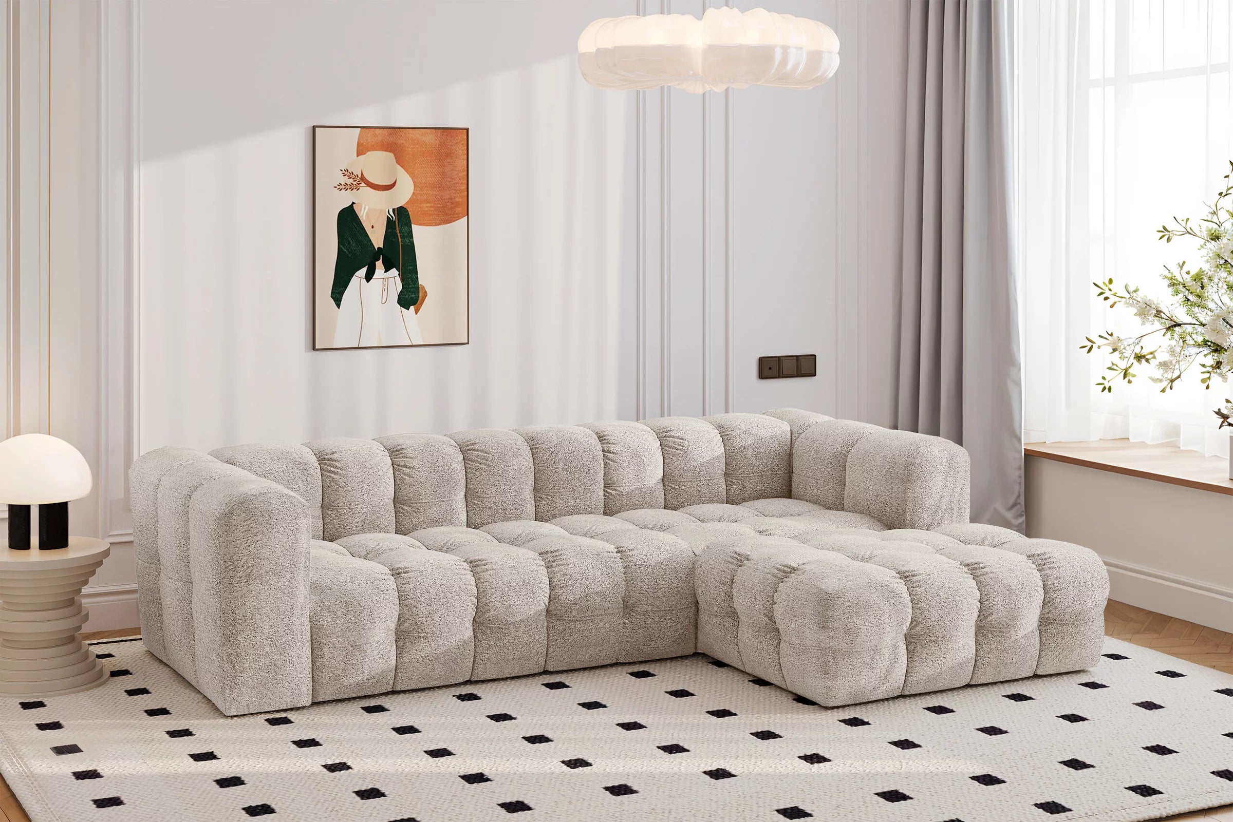 Ecksofa Balio (rechts) in Bouclé, 280 cm Breite
