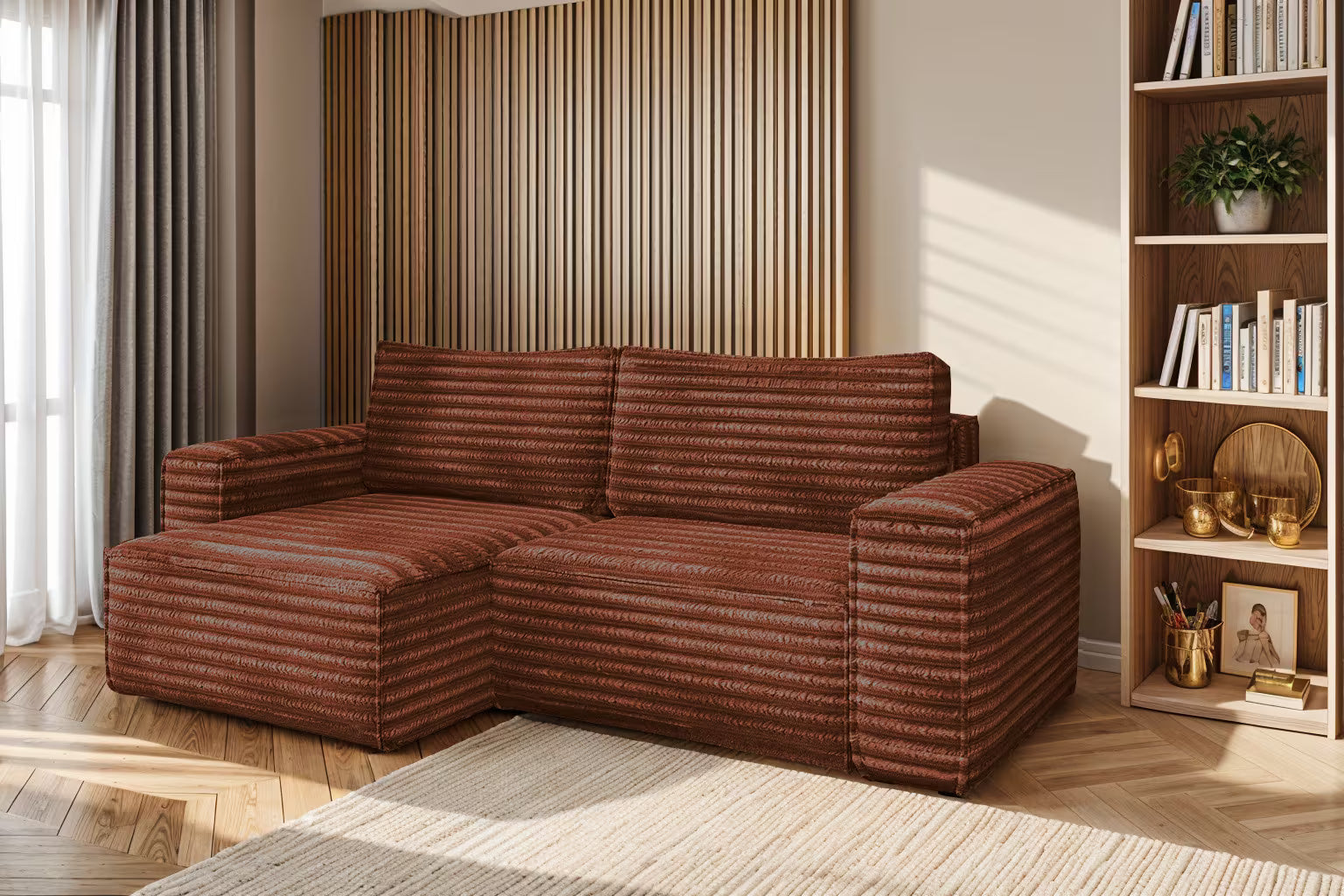 Hugo Ecksofa in Breitcord #Variant_Kupfer-Links