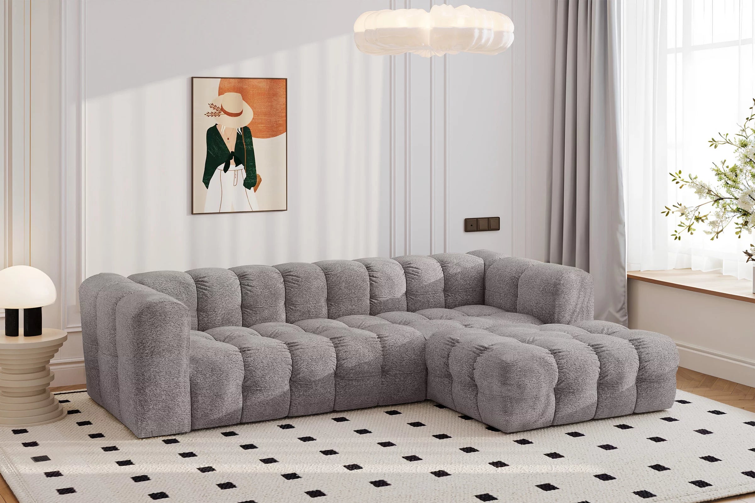 Ecksofa Balio (rechts) in Bouclé, 280 cm Breite