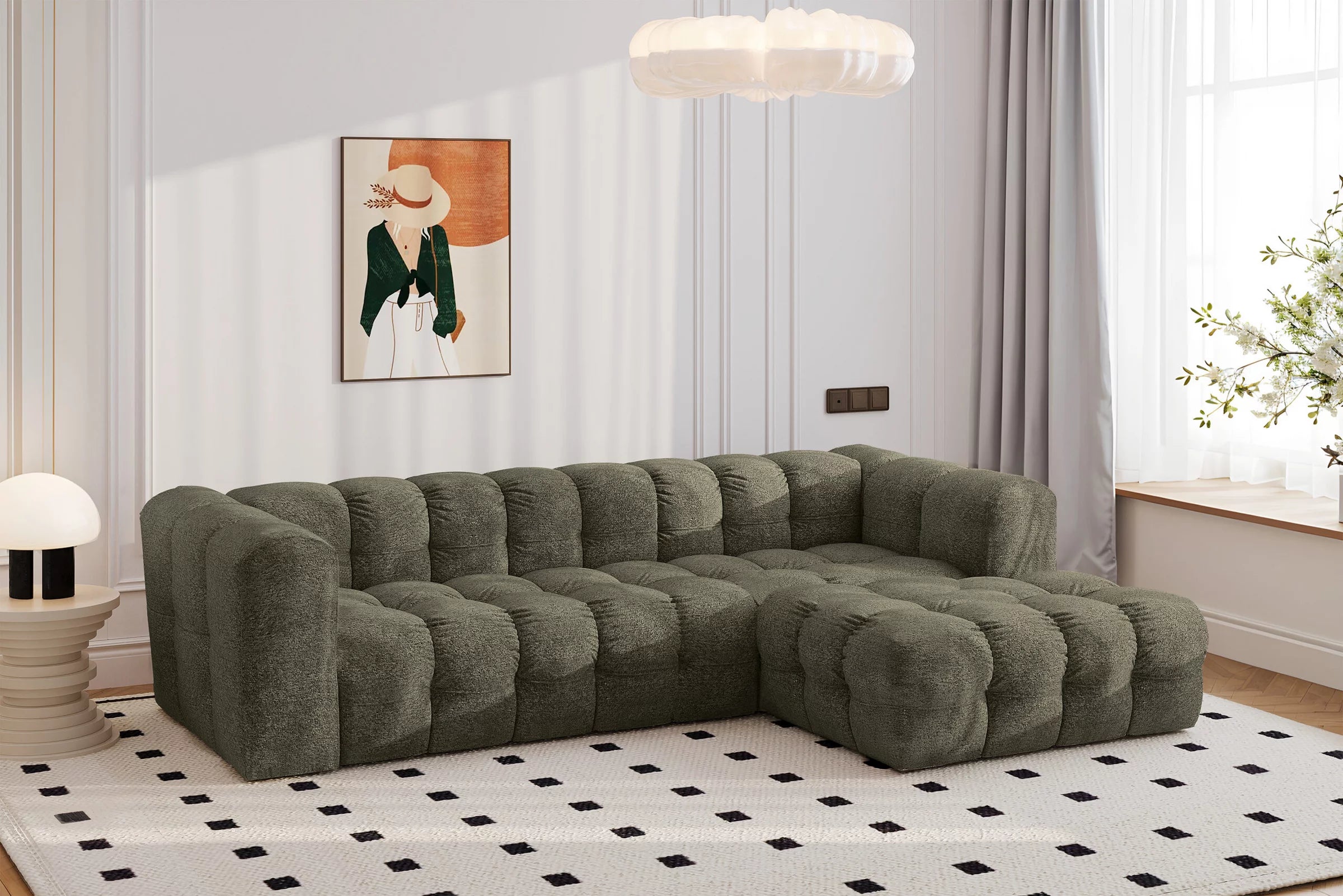 Ecksofa Balio (rechts) in Bouclé, 280 cm Breite