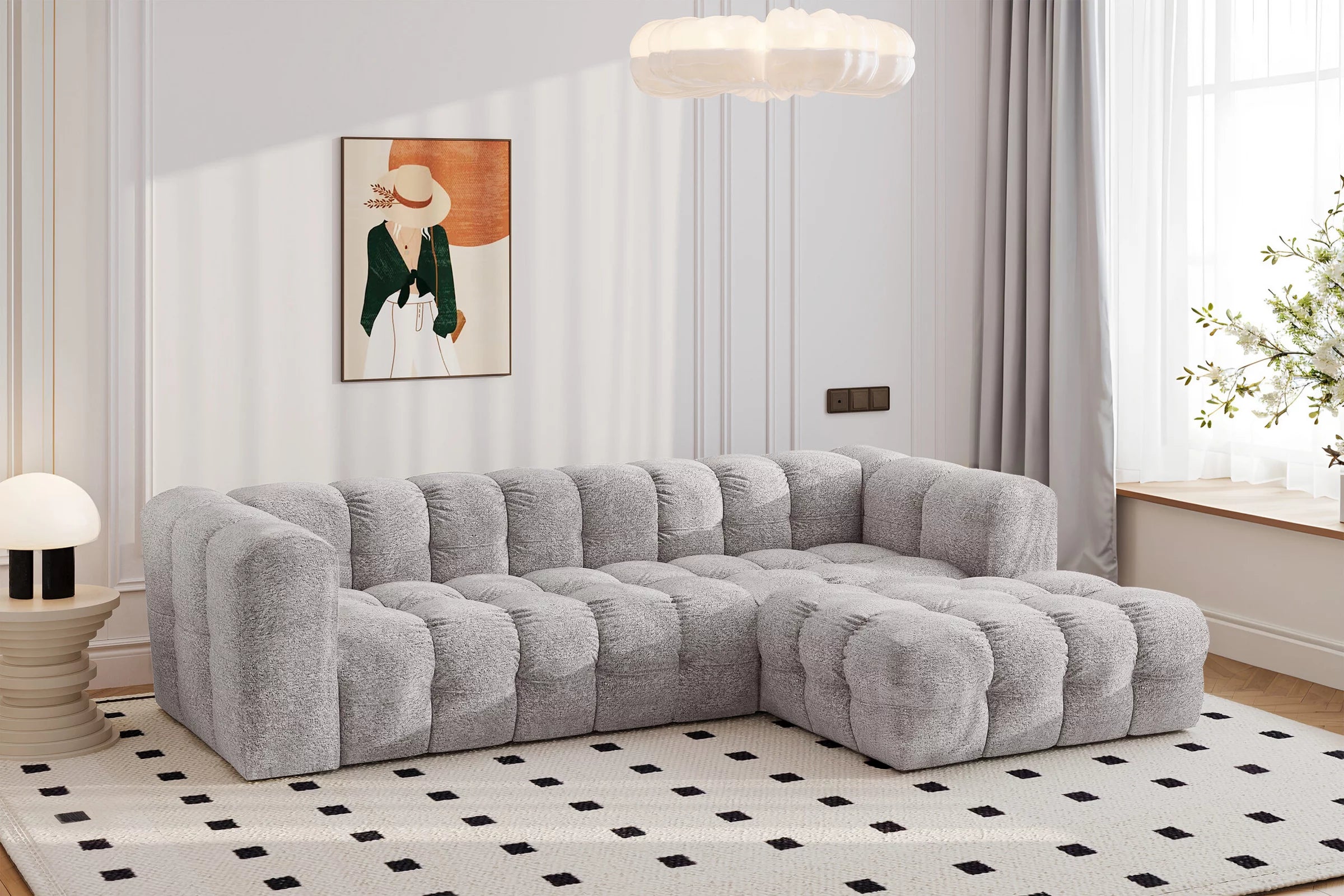 Ecksofa Balio (rechts) in Bouclé, 280 cm Breite