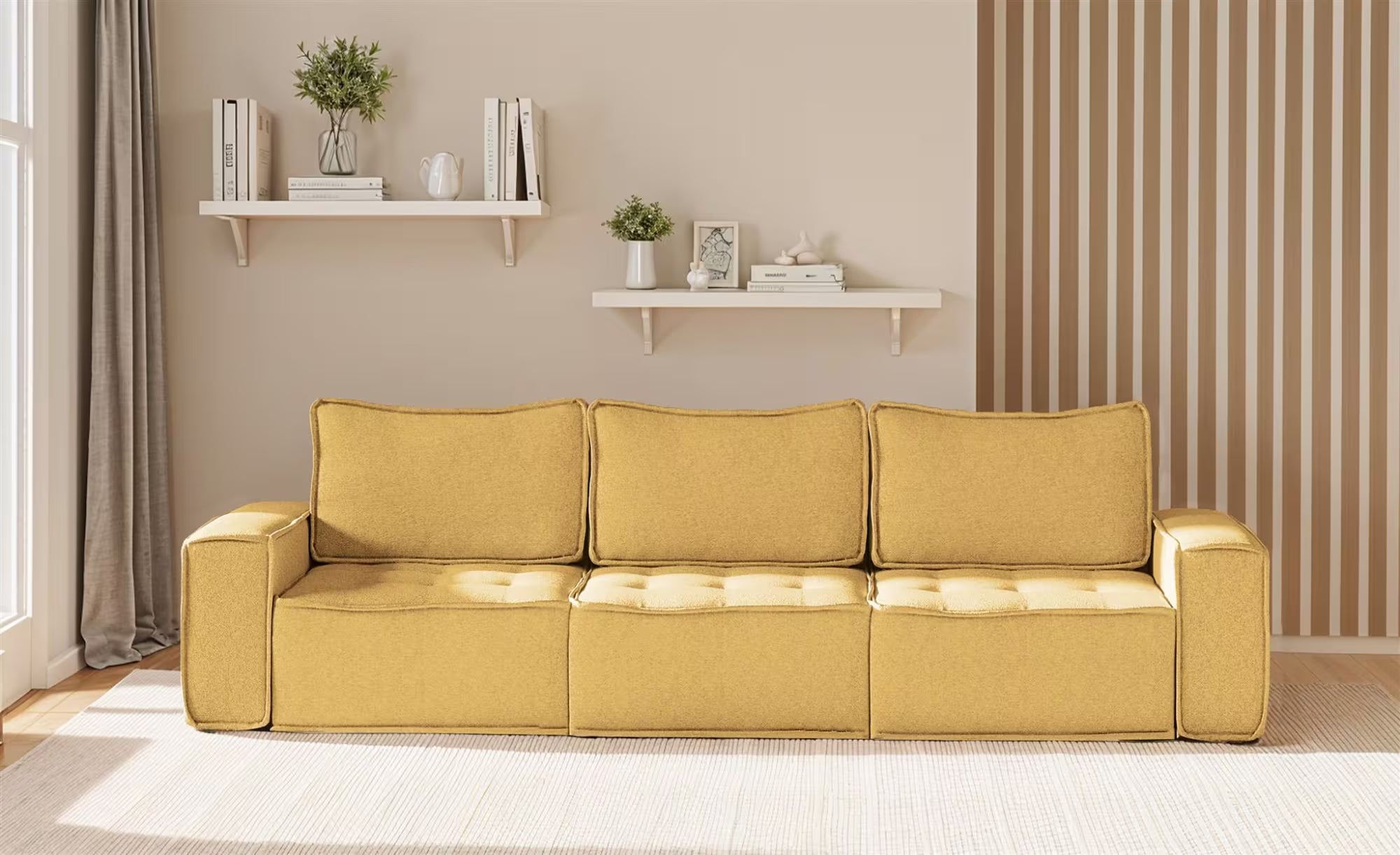 Boho Sofa in Struktur, 292 cm Breite