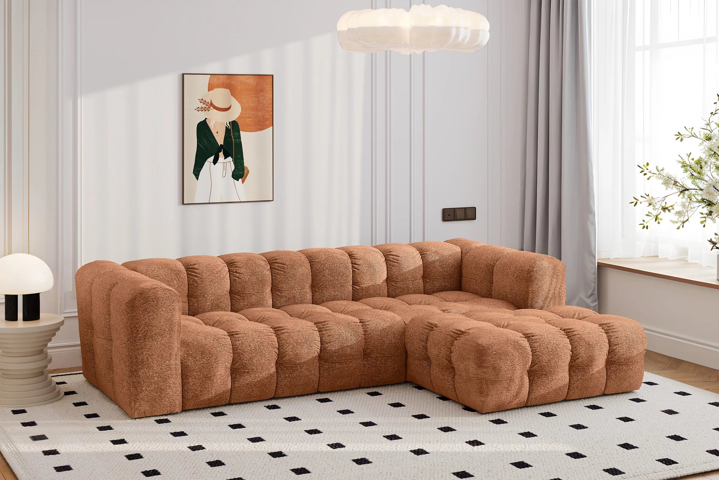 Ecksofa Balio (rechts) in Bouclé, 280 cm Breite