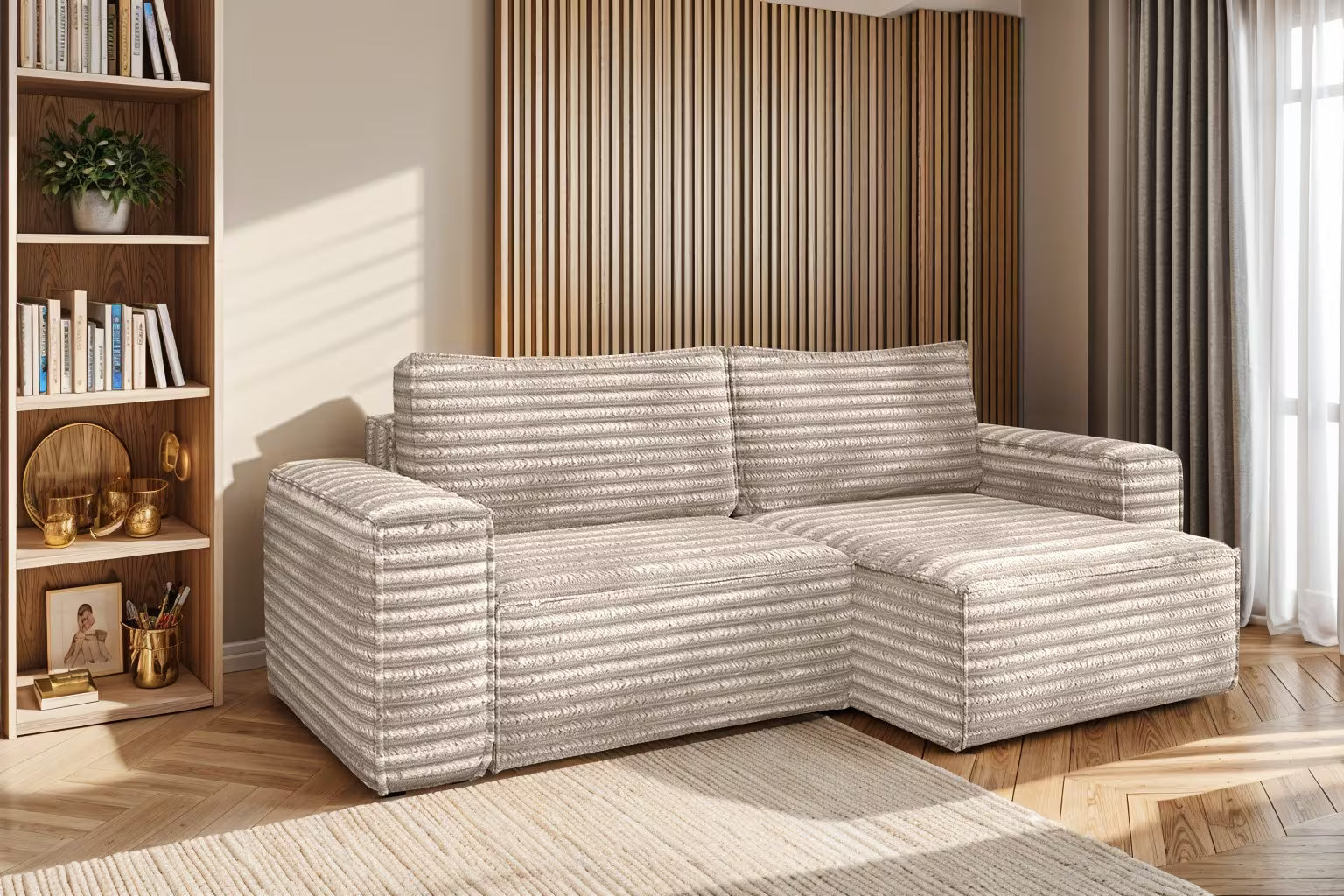 Hugo Ecksofa in Breitcord #Variant_Beige-Rechts