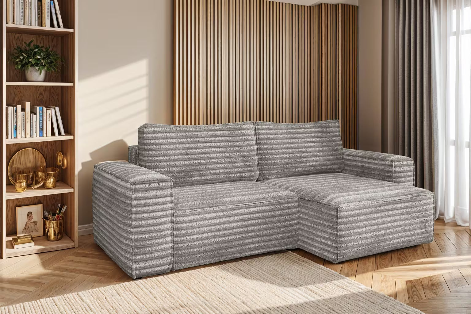 Hugo Ecksofa in Breitcord #Variant_Grau-Rechts