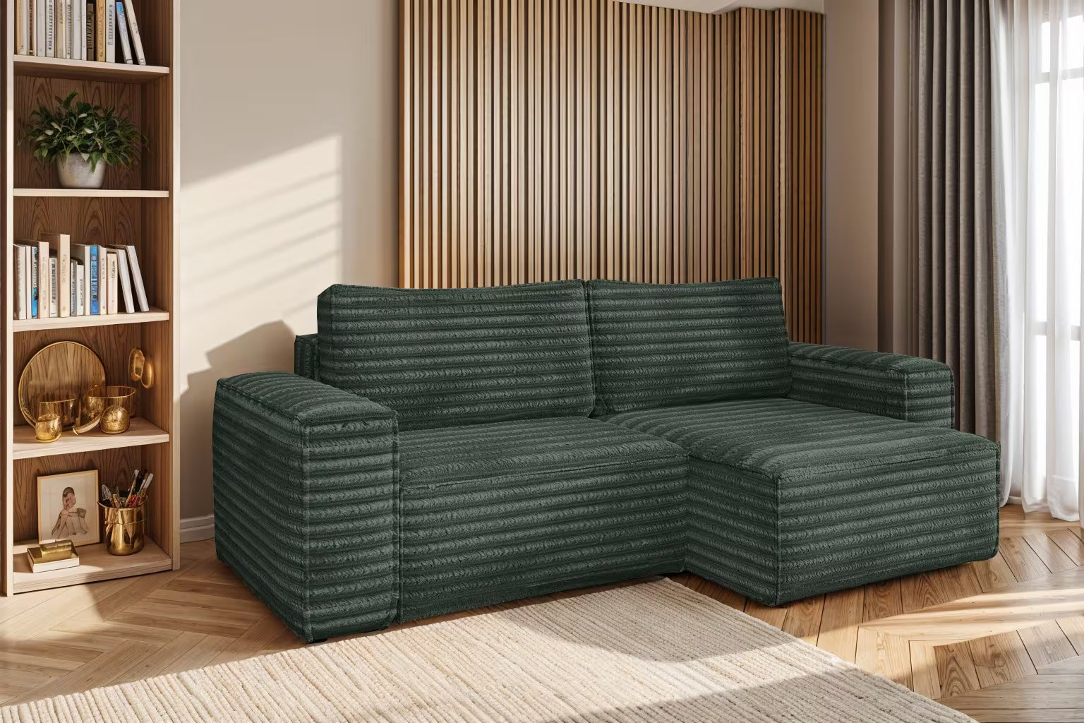 Hugo Ecksofa in Breitcord #Variant_Grün-Rechts