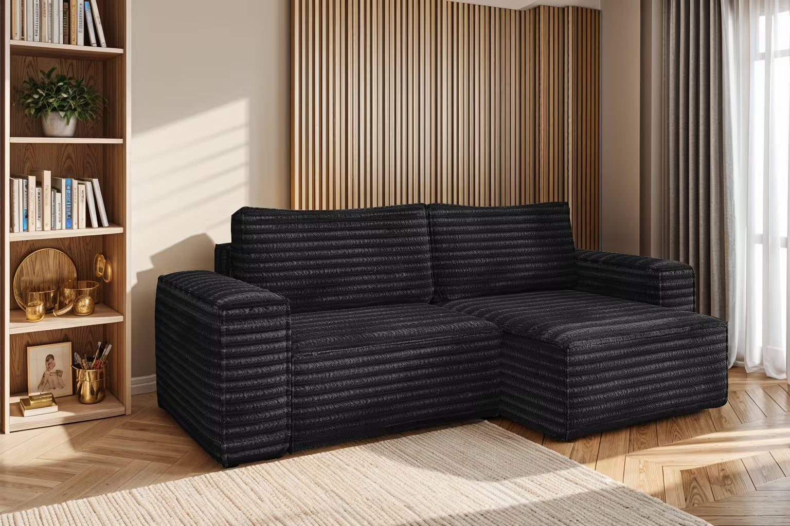 Hugo Ecksofa in Breitcord #Variant_Schwarz-Rechts