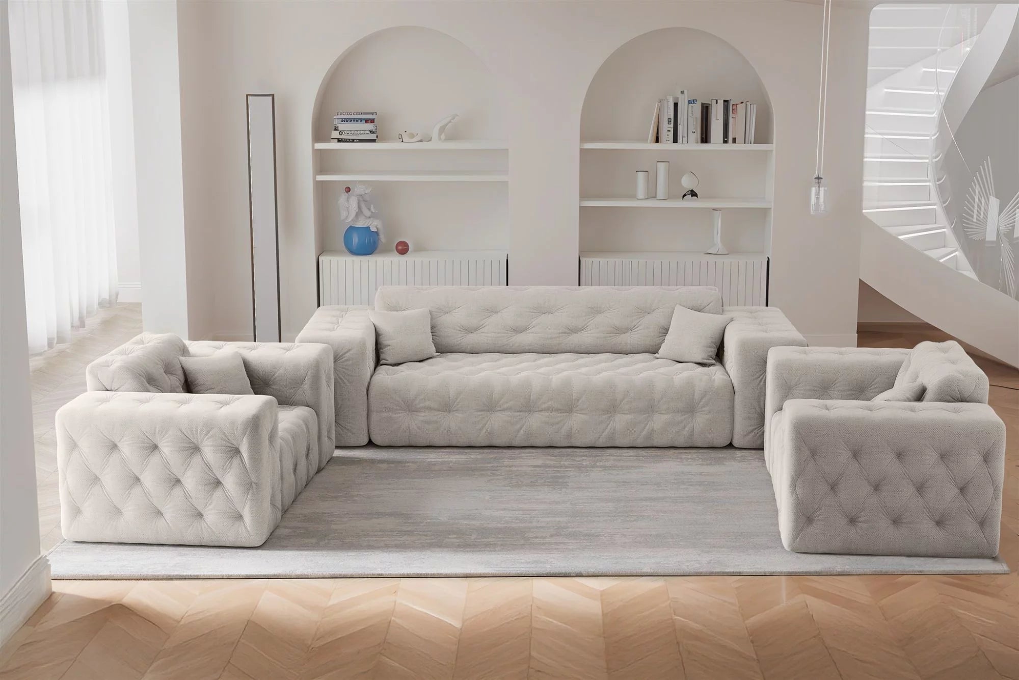 Sofa Set Modest 3-1-1 in Struktur, 251 cm Breite