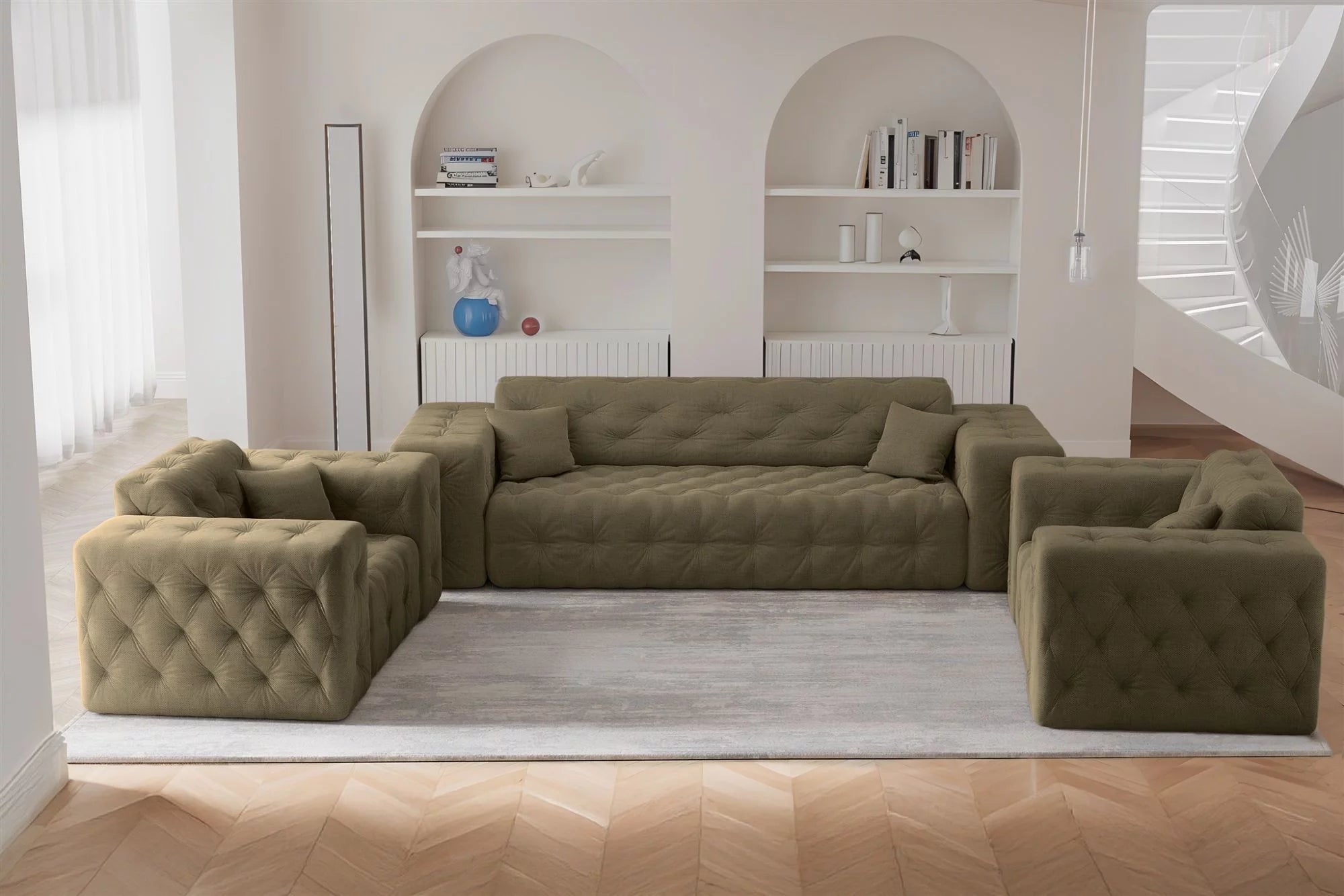 Sofa Set Modest 3-1-1 in Struktur, 251 cm Breite