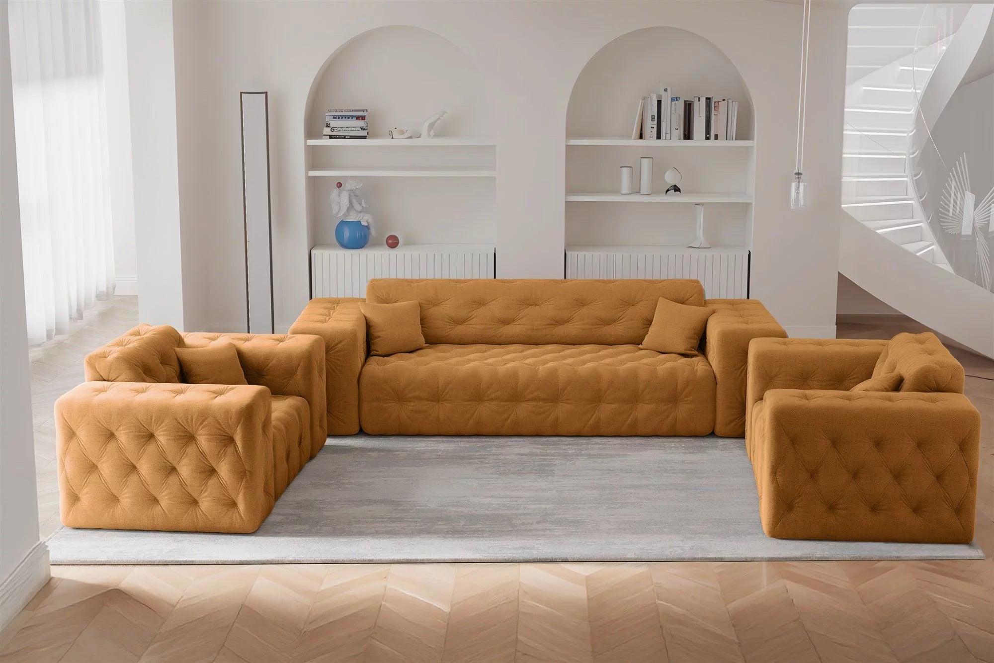 Sofa Set Modest 3-1-1 in Struktur, 251 cm Breite