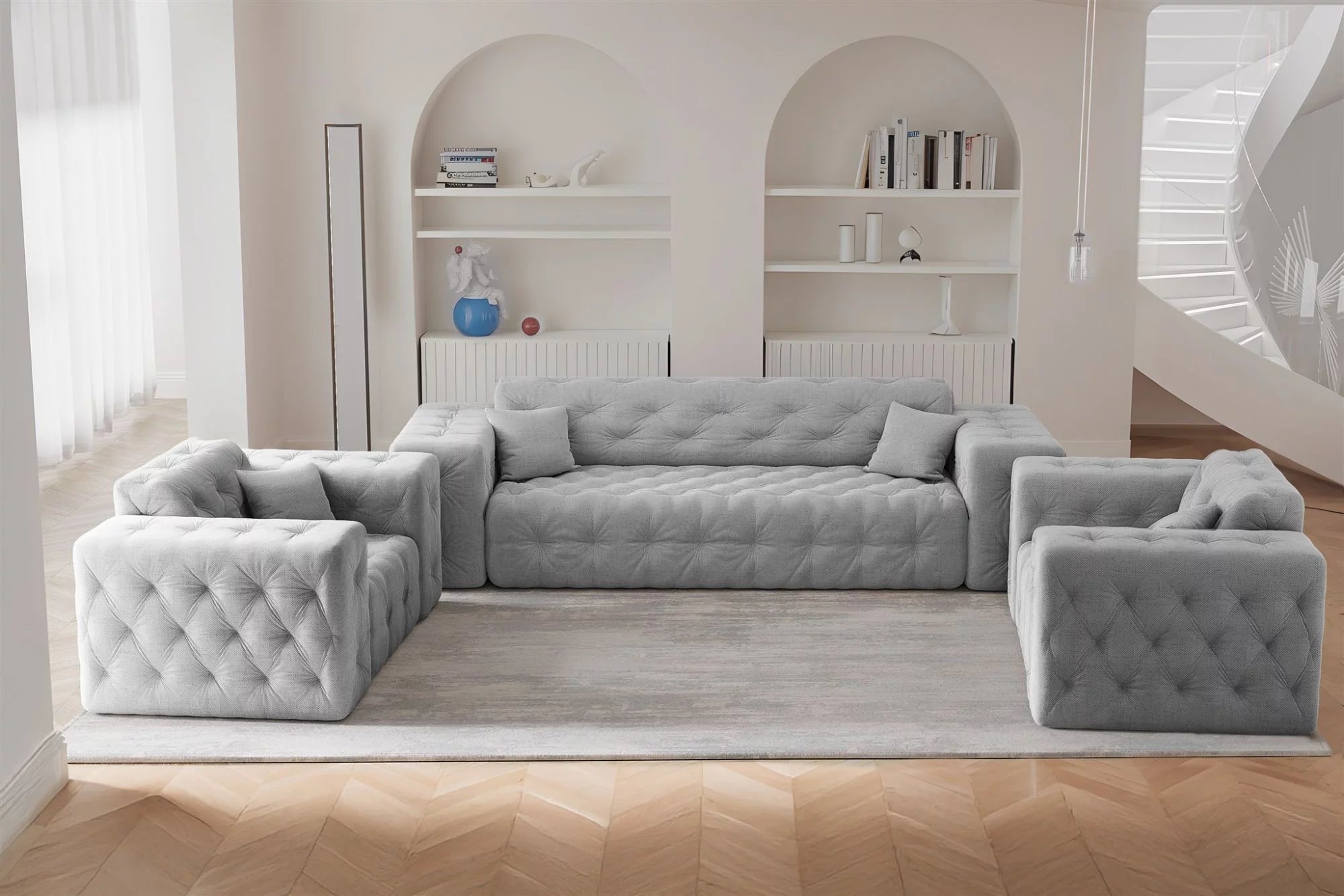 Sofa Set Modest 3-1-1 in Struktur, 251 cm Breite